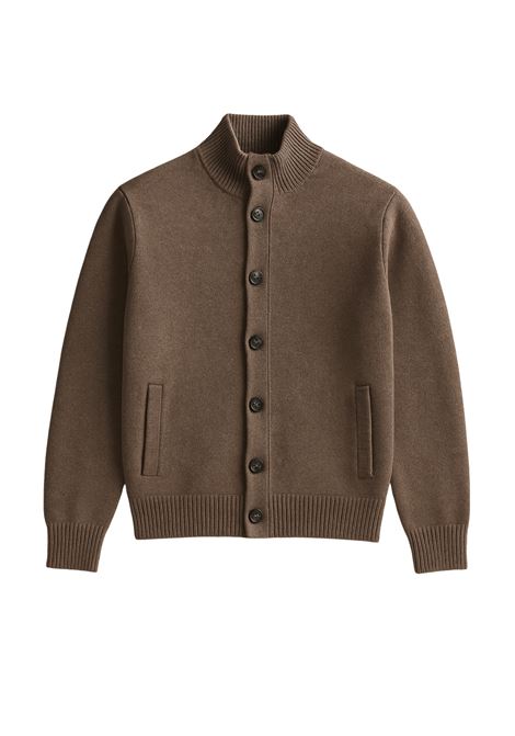 Cardigan in Maglia Cavalieri Milano in Lana  Collo Coreano Marrone Cavalieri Milano | Maglieria | 87077408